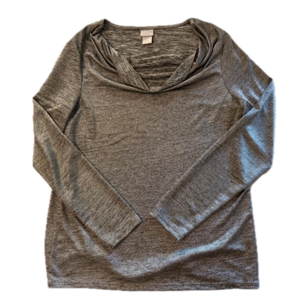 Chico's Gray Cotton Blend Long Sleeve Tee